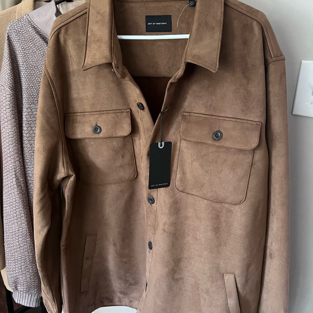 Men's Tan Suede Shirt Jacket